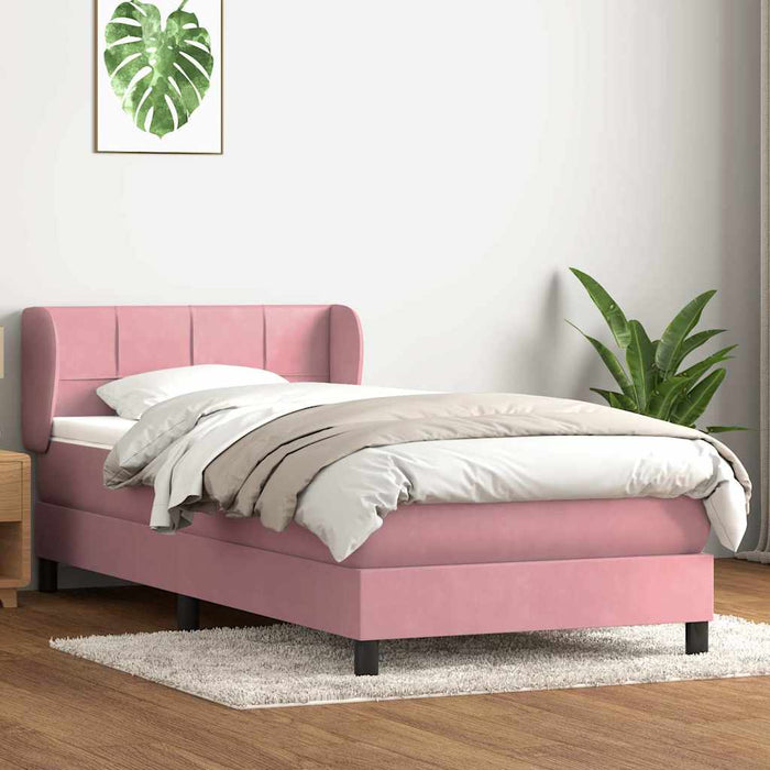 Pat box spring cu saltea, roz, 80x220 cm, catifea - WALTI WALTI