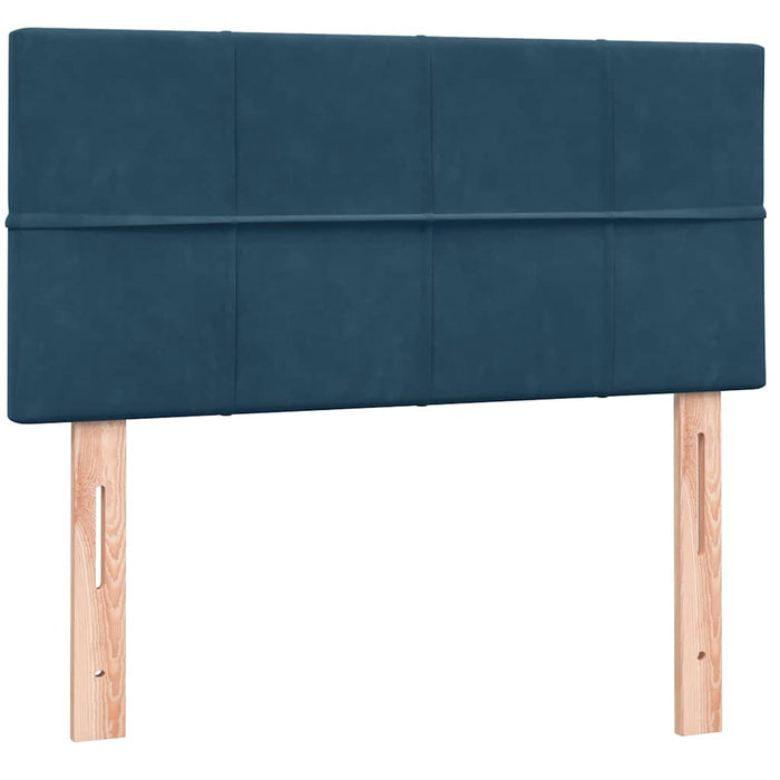 Pat box spring cu saltea, albastru închis, 90x220 cm, catifea WALTI