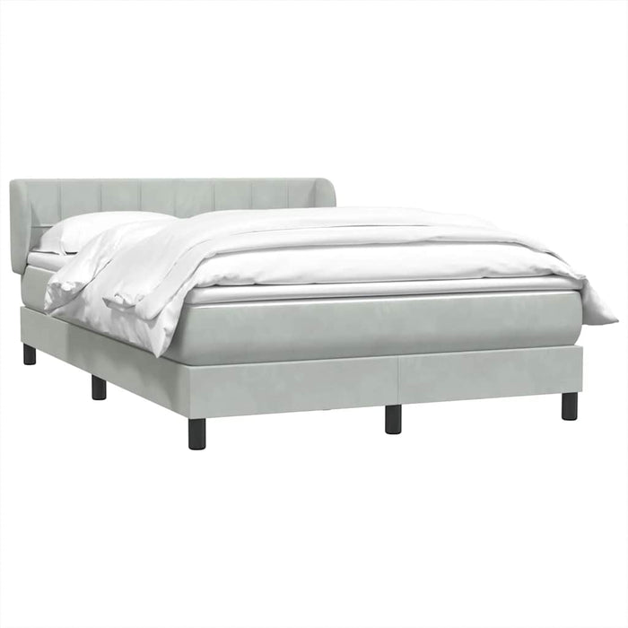 Pat box spring cu saltea, gri deschis, 160x220 cm, catifea - WALTI WALTI
