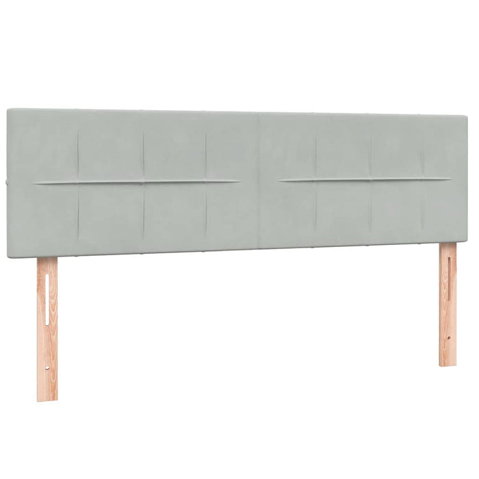 Pat box spring cu saltea, gri deschis, 160x220 cm, catifea - WALTI WALTI
