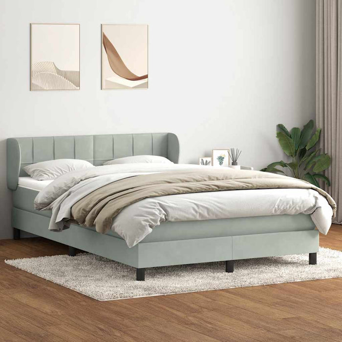 Pat box spring cu saltea, gri deschis, 160x220 cm, catifea - WALTI WALTI