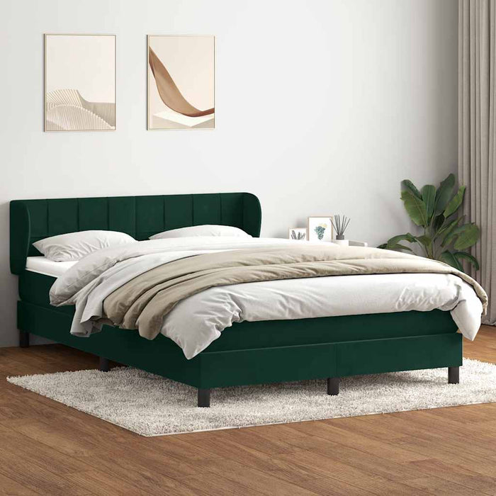 Pat box spring cu saltea, verde închis, 160x220 cm, catifea WALTI