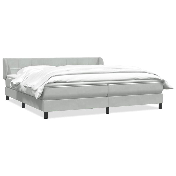 Pat cu arcuri cu saltele gri deschis 180x220 cm catifea WALTI