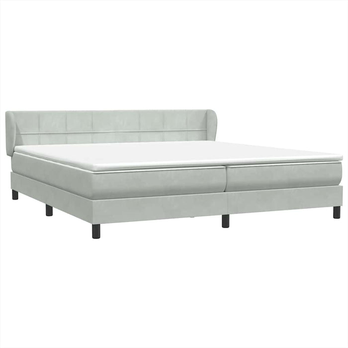 Pat cu arcuri cu saltele gri deschis 180x220 cm catifea WALTI