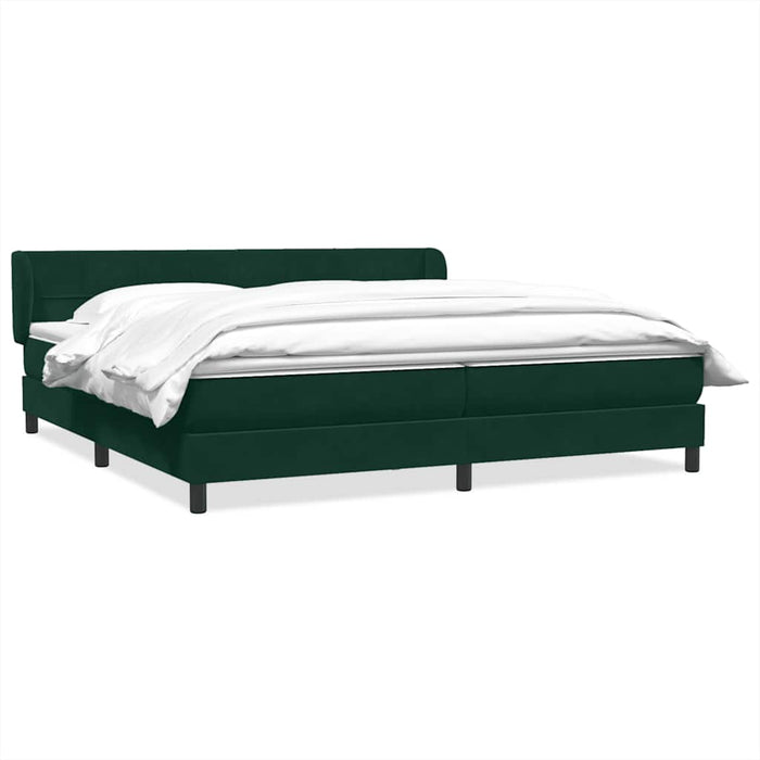 Pat cu arcuri cu saltele verde închis 180x220 cm catifea WALTI