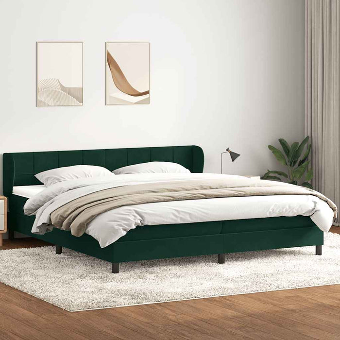 Pat cu arcuri cu saltele verde închis 180x220 cm catifea WALTI