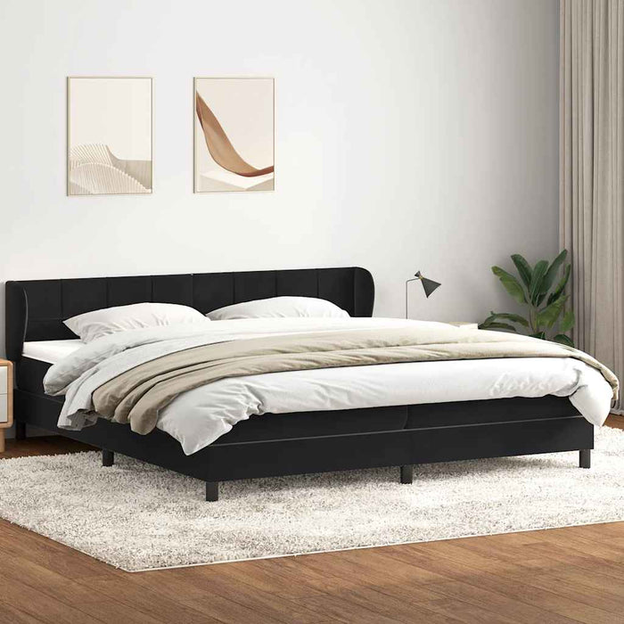 Pat cu arcuri cu saltele negru 200x220 cm catifea WALTI