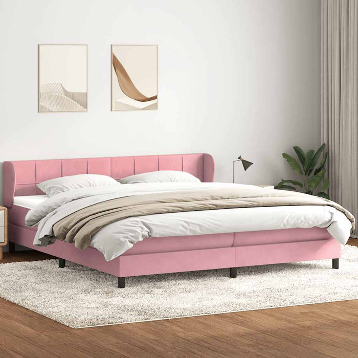 Pat cu arcuri cu saltele roz 200x220 cm catifea WALTI