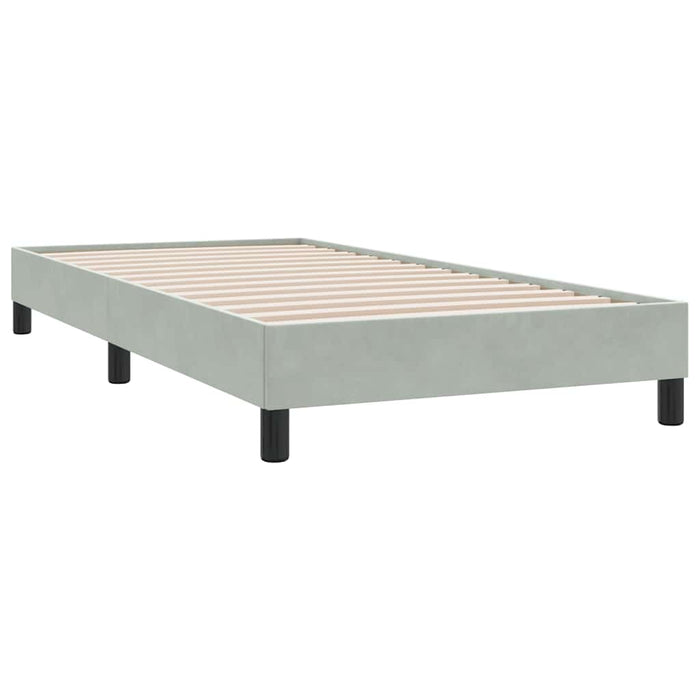 Pat box spring cu saltea, gri deschis, 80x210 cm, catifea WALTI