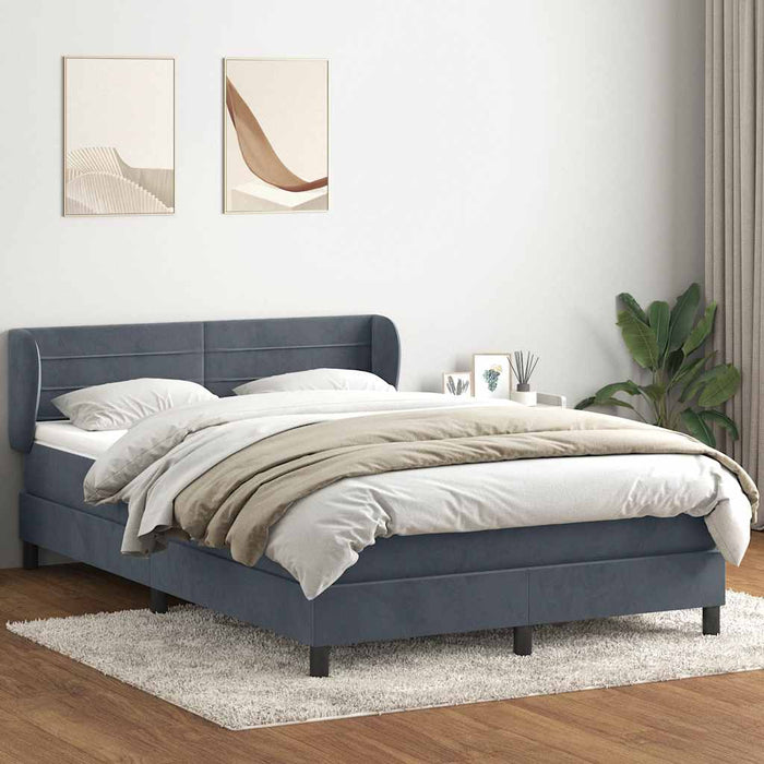 Pat box spring cu saltea, gri închis, 160x210 cm, catifea WALTI