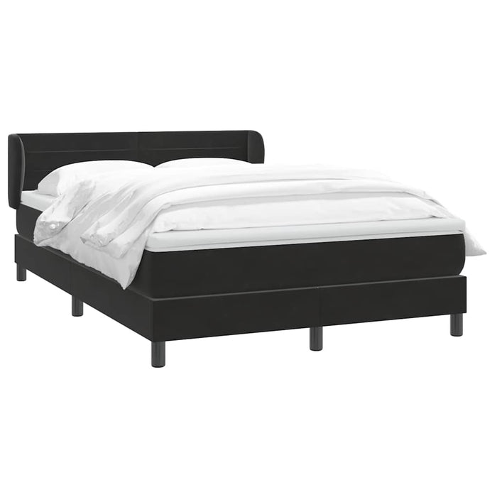 Pat box spring cu saltea, negru, 160x210 cm, catifea WALTI