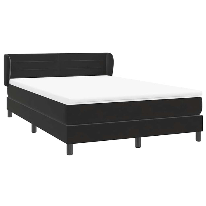 Pat box spring cu saltea, negru, 160x210 cm, catifea WALTI