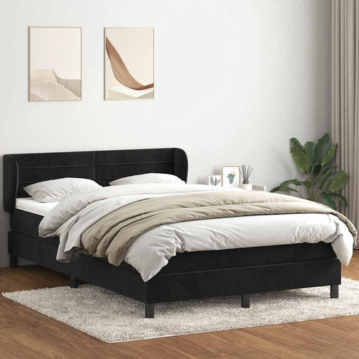 Pat box spring cu saltea, negru, 160x210 cm, catifea - WALTI WALTI