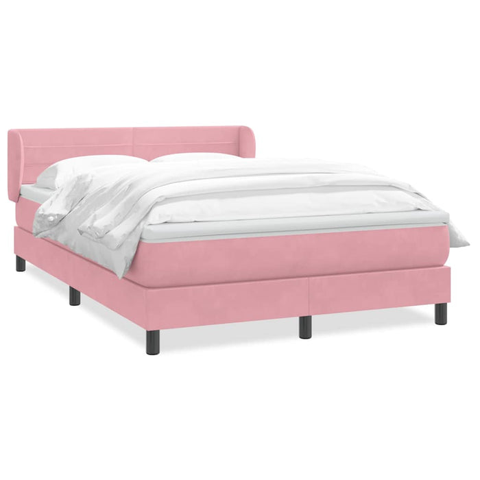 Pat box spring cu saltea, roz, 160x210 cm, catifea WALTI