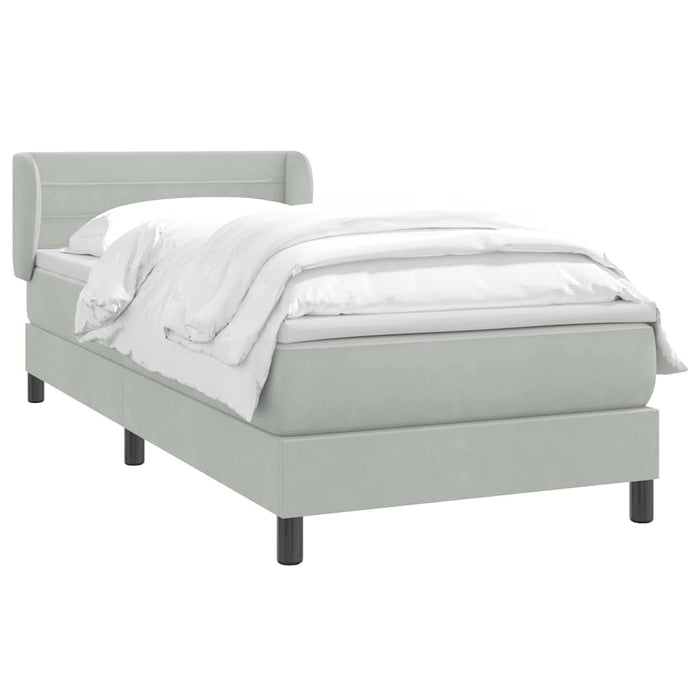 Pat box spring cu saltea, gri deschis, 80x220 cm, catifea - WALTI WALTI