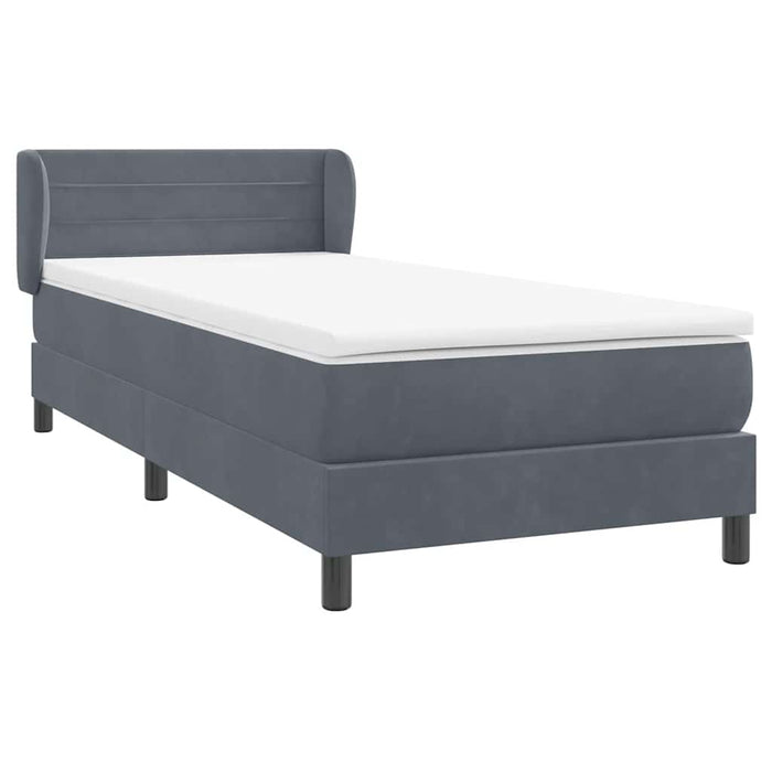 Pat box spring cu saltea, gri închis, 80x220 cm, catifea - WALTI WALTI