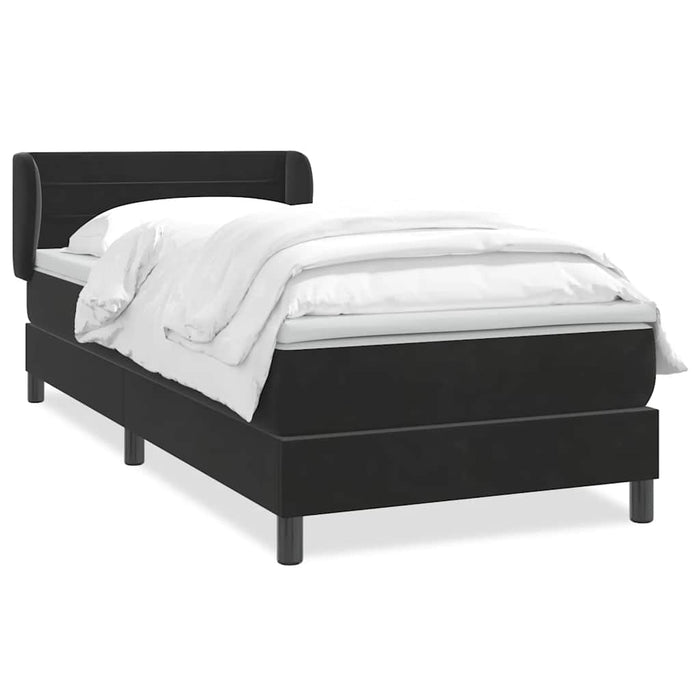 Pat box spring cu saltea, negru, 80x220 cm, catifea WALTI