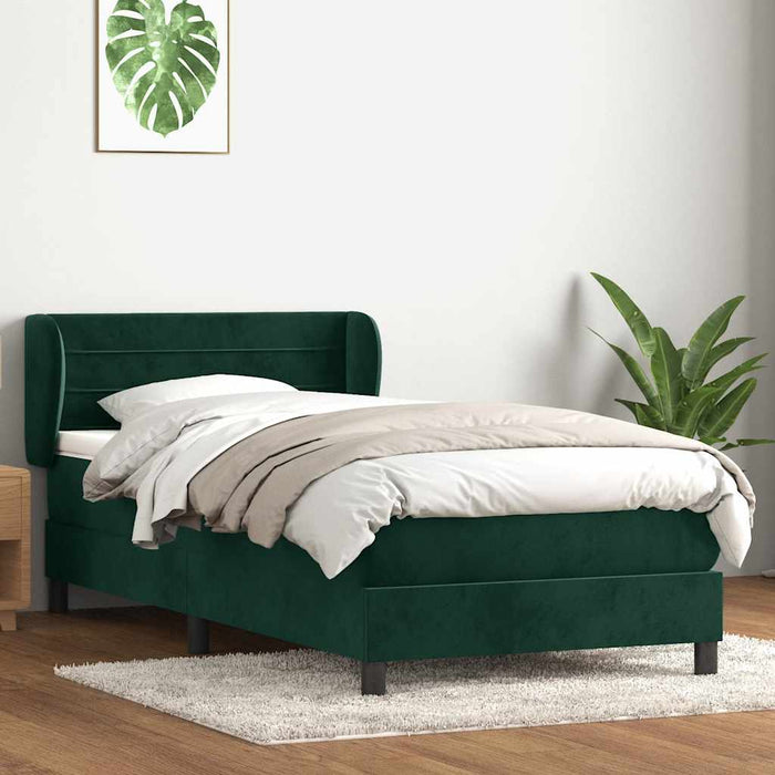 Pat box spring cu saltea, verde închis, 80x220 cm, catifea - WALTI WALTI