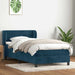 Pat box spring cu saltea, albastru închis, 80x220 cm, catifea - WALTI WALTI