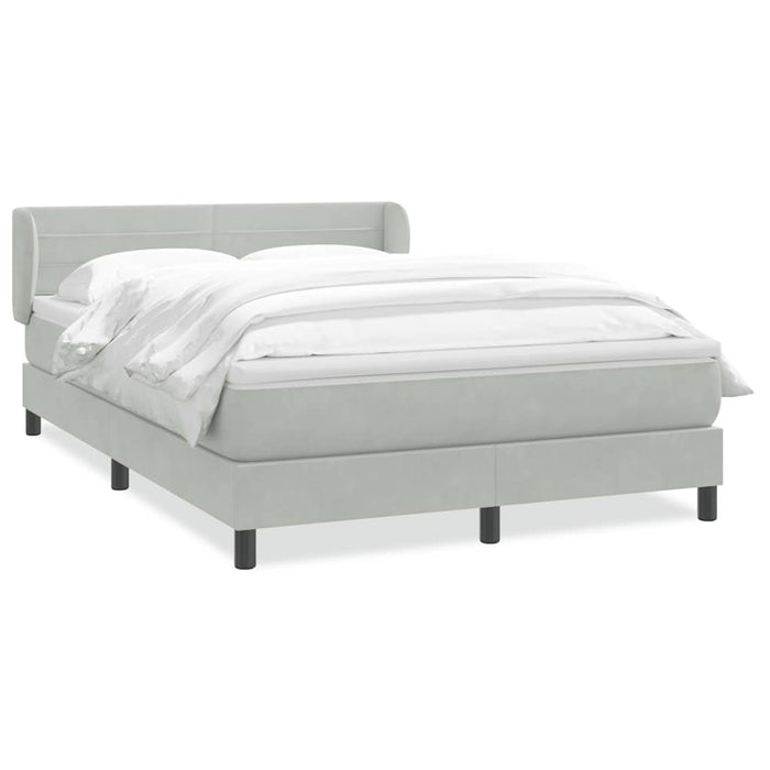 Pat box spring cu saltea, gri deschis, 160x220 cm, catifea - WALTI WALTI