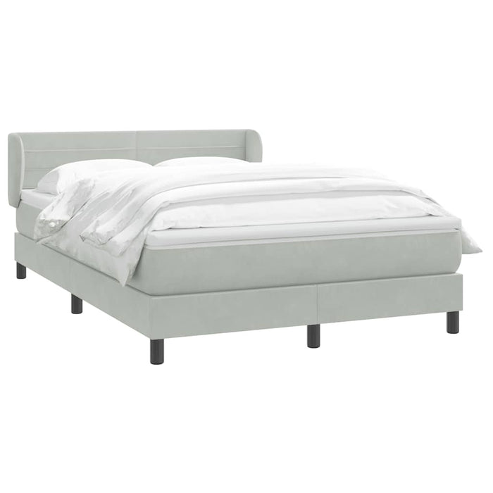 Pat box spring cu saltea, gri deschis, 160x220 cm, catifea - WALTI WALTI
