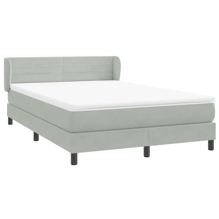 Pat box spring cu saltea, gri deschis, 160x220 cm, catifea - WALTI WALTI