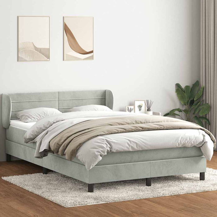 Pat box spring cu saltea, gri deschis, 160x220 cm, catifea - WALTI WALTI