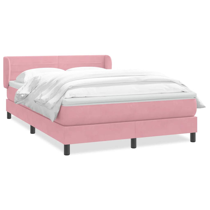 Pat box spring cu saltea, roz, 160x220 cm, catifea - WALTI WALTI