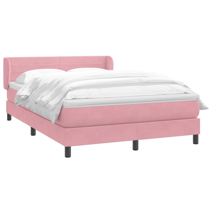 Pat box spring cu saltea, roz, 160x220 cm, catifea - WALTI WALTI
