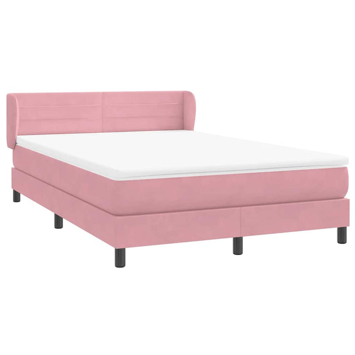 Pat box spring cu saltea, roz, 160x220 cm, catifea - WALTI WALTI
