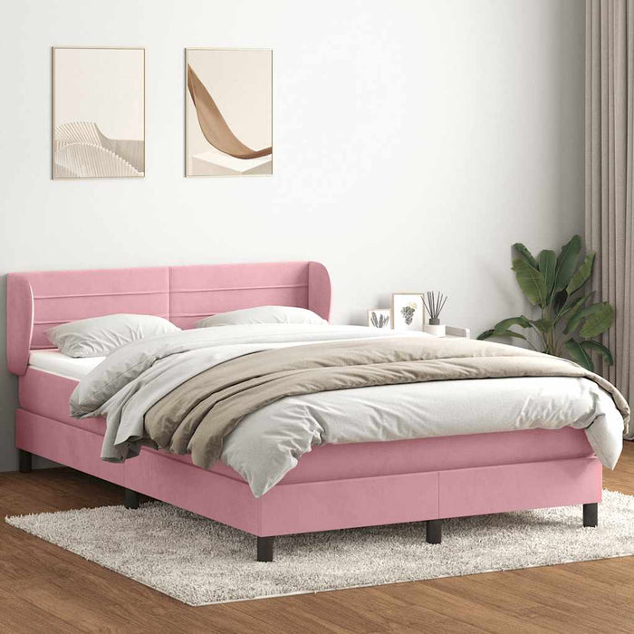 Pat box spring cu saltea, roz, 160x220 cm, catifea - WALTI WALTI
