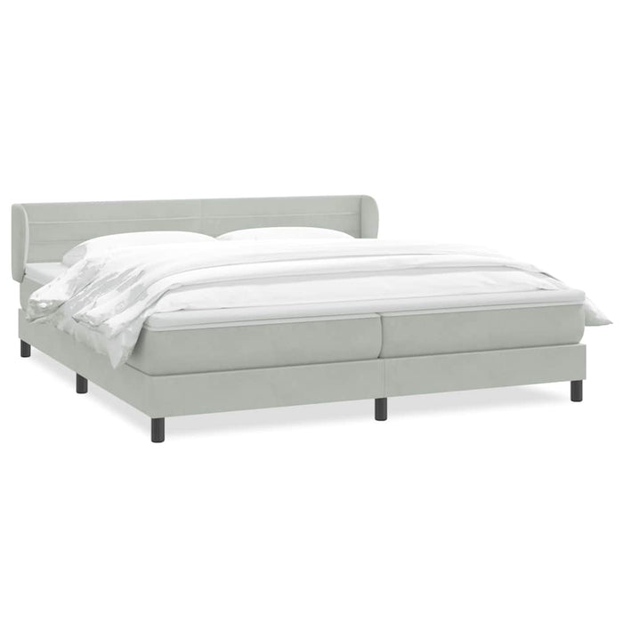 Pat cu arcuri cu saltele gri deschis 180x220 cm catifea WALTI