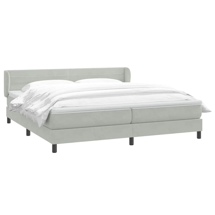 Pat cu arcuri cu saltele gri deschis 180x220 cm catifea WALTI
