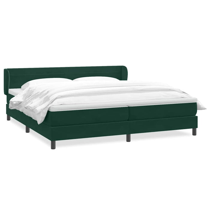 Pat cu arcuri cu saltele verde închis 180x220 cm catifea WALTI