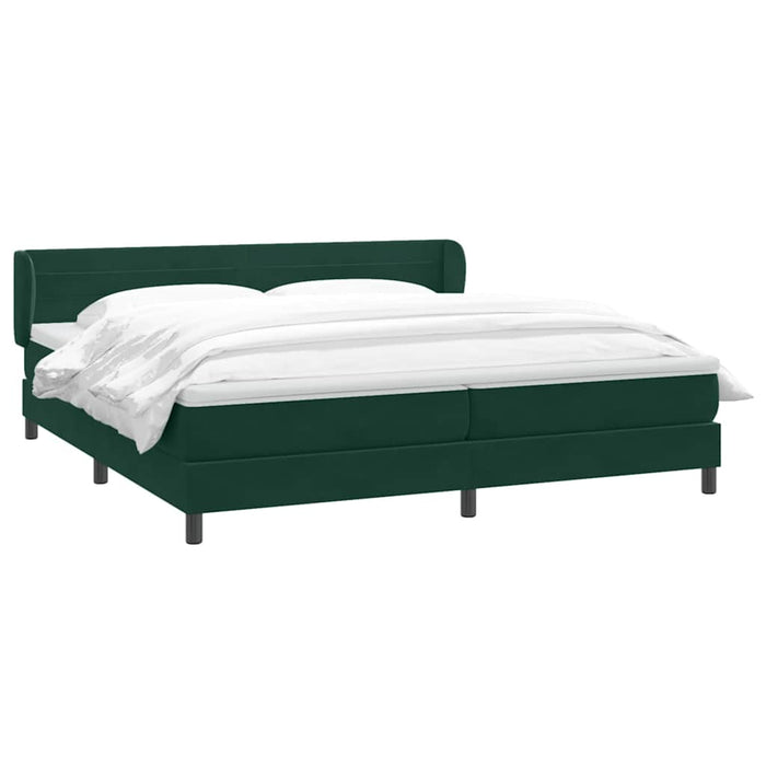 Pat cu arcuri cu saltele verde închis 180x220 cm catifea WALTI