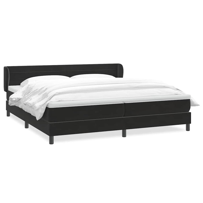 Pat cu arcuri cu saltele negru 200x220 cm catifea WALTI