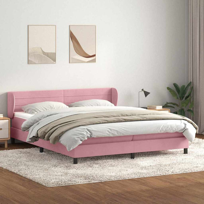 Pat cu arcuri cu saltele roz 200x220 cm catifea WALTI