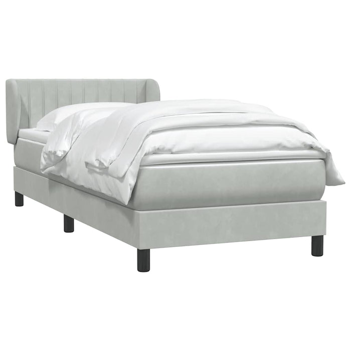 Pat box spring cu saltea, gri deschis, 80x210 cm, catifea - WALTI WALTI