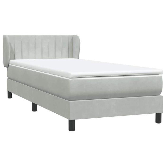 Pat box spring cu saltea, gri deschis, 80x210 cm, catifea - WALTI WALTI