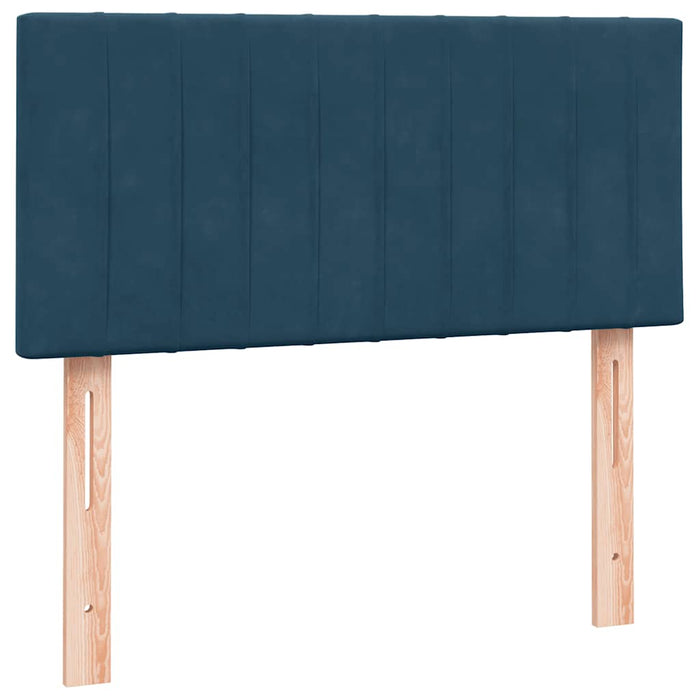 Pat box spring cu saltea, albastru închis, 80x210 cm, catifea WALTI
