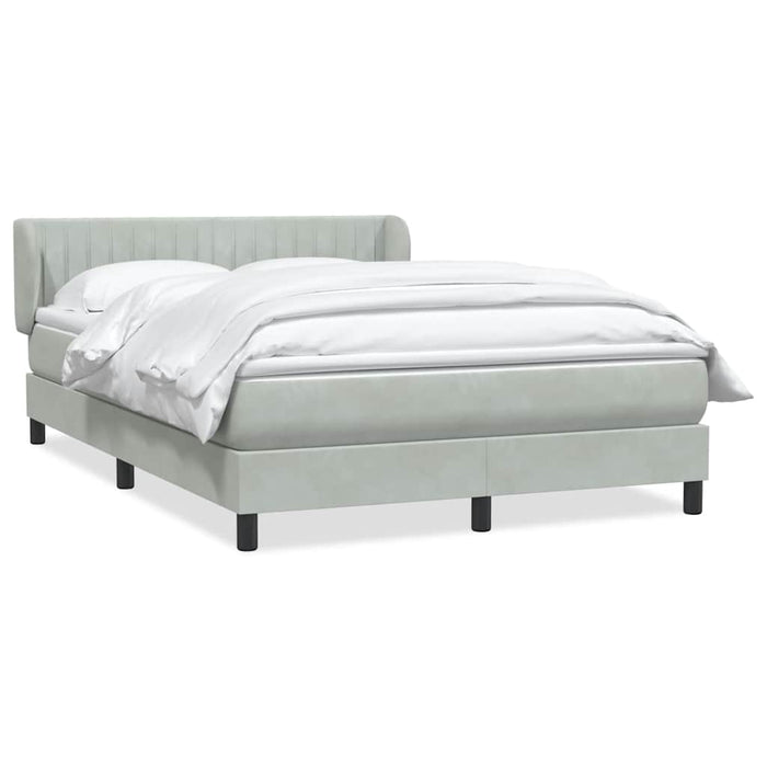 Pat box spring cu saltea, gri deschis, 160x210 cm, catifea WALTI