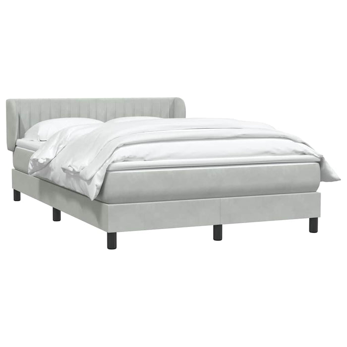 Pat box spring cu saltea, gri deschis, 160x210 cm, catifea WALTI