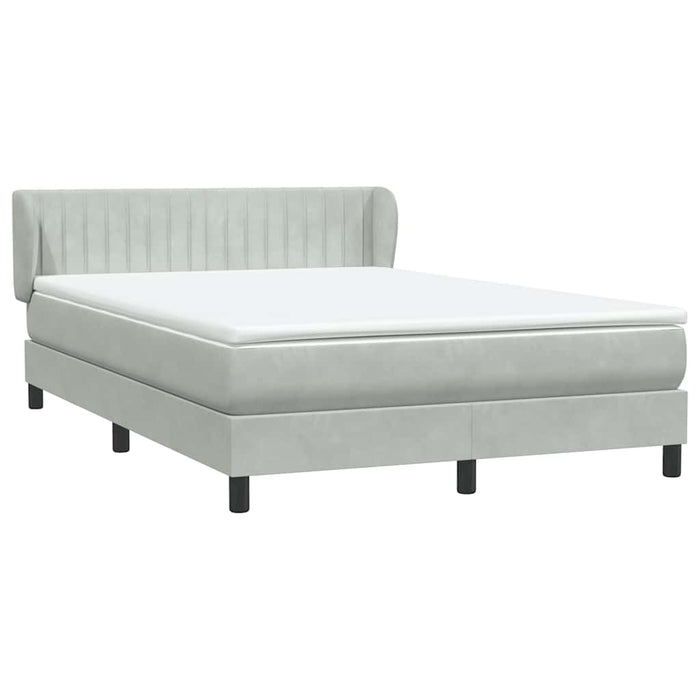 Pat box spring cu saltea, gri deschis, 160x210 cm, catifea WALTI