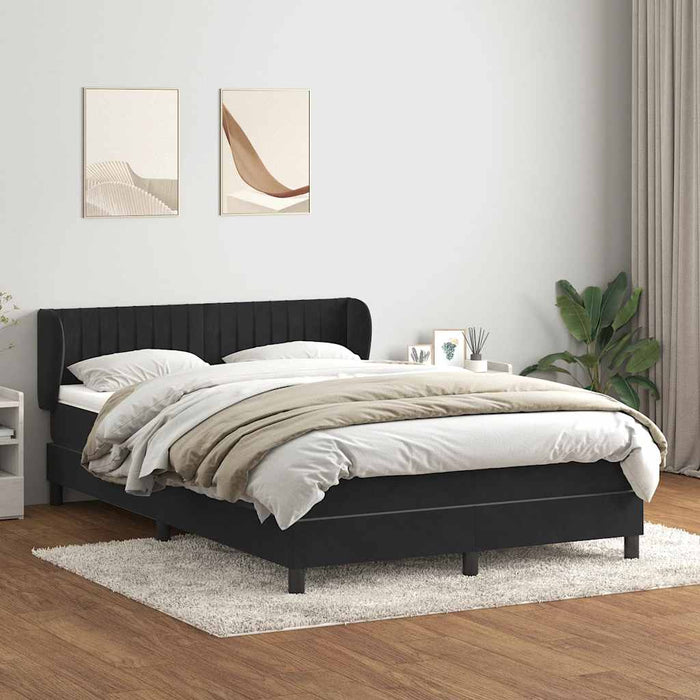 Pat box spring cu saltea, negru, 160x210 cm, catifea WALTI