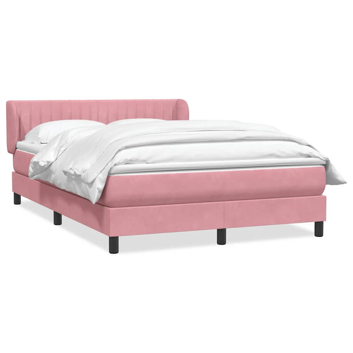 Pat box spring cu saltea, roz, 160x210 cm, catifea - WALTI WALTI