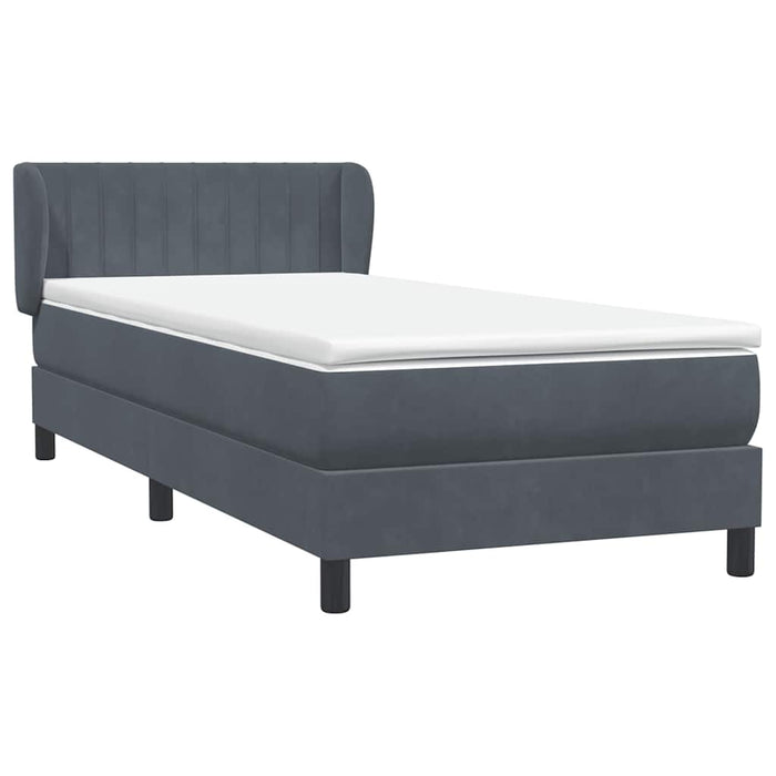 Pat box spring cu saltea, gri închis, 80x220 cm, catifea - WALTI WALTI