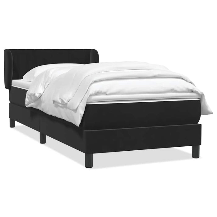 Pat box spring cu saltea, negru, 80x220 cm, catifea WALTI