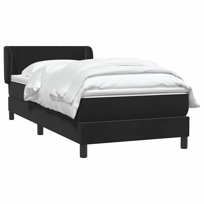 Pat box spring cu saltea, negru, 80x220 cm, catifea WALTI