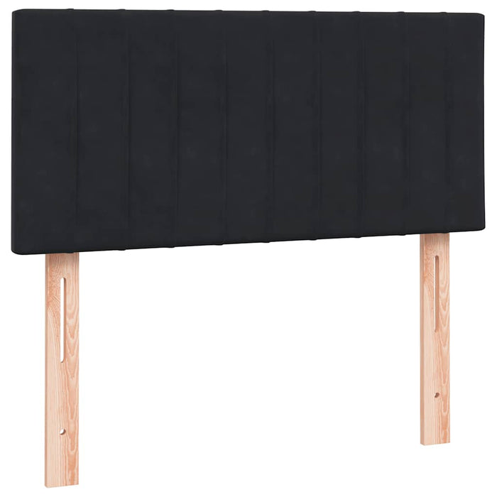 Pat box spring cu saltea, negru, 80x220 cm, catifea WALTI
