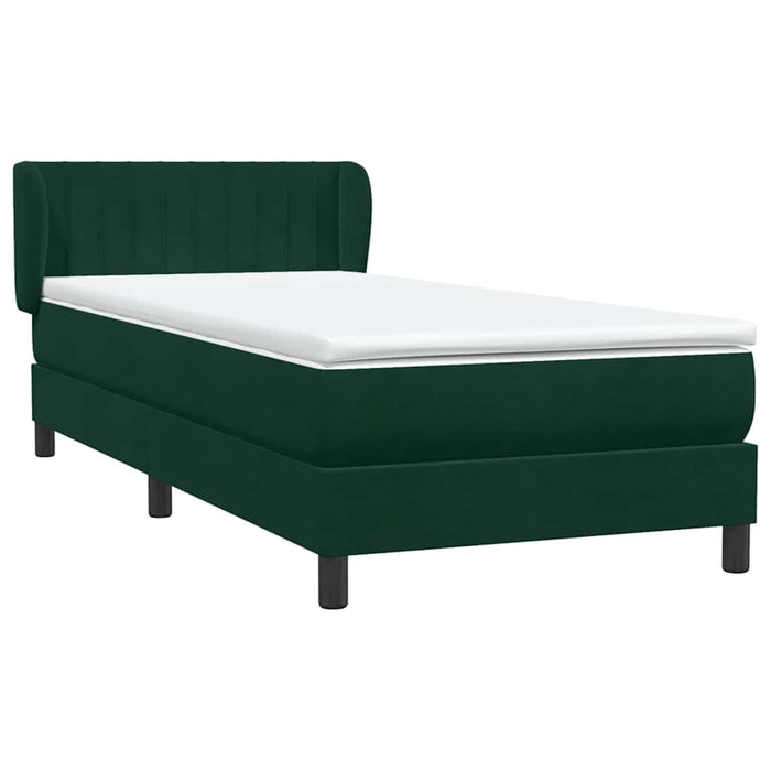 Pat box spring cu saltea, verde închis, 80x220 cm, catifea - WALTI WALTI
